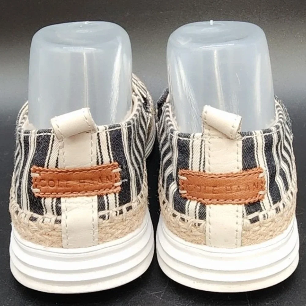 Cole Haan 8B Blue White Striped Espadrille Grand Slip On Loafer Coastal Preppy